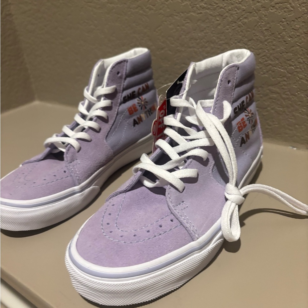 Vans Sk8 High-Top Sneakers in Purple and White (new)